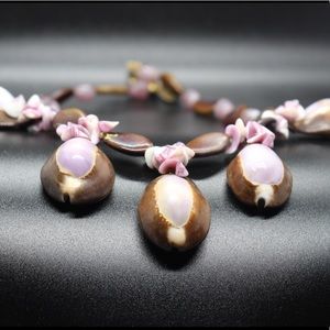 Miriam Haskell Purple Shell Necklace *BROKEN CLASP